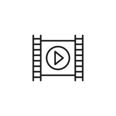 Line icon of cinefilm with continue sign