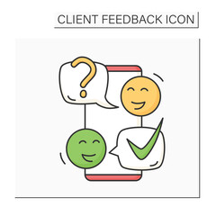 Mobile client communication color icon. Smartphone and user chat bubble line pictogram. Online marketing and social media audience positive feedback collection. Isolated vector illustration