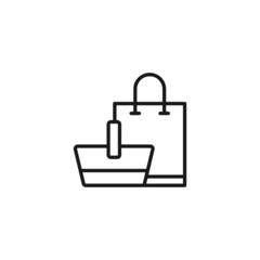 Line icon of different small and big shopping bags