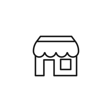 Line icon of small shop with window