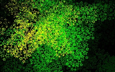 Dark Green, Yellow vector backdrop with small and big stars.