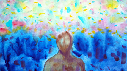 abstract human mind mental spiritual soul art watercolor painting illustration design