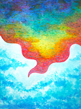 rainbow colorful abstract background spiritual mind art watercolor painting illustration design