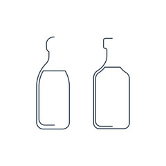 Bottle continuous line rum and liquor in linear style on white background. Solid black thin outline. Modern flat style graphic design. Logo element illustration. Contour drink symbol