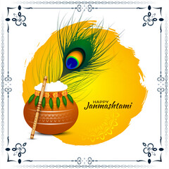 Happy Janmashtami hindu festival celebration background design