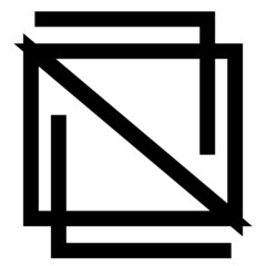 Vector illustration of a rectangular stroke logo, line drawing style, black and white color.