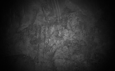 Old wall texture cement dark black gray panorama background abstract grey color design are light with white gradient background.