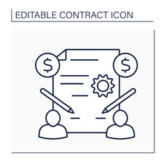 Acceptance line icon.Act of agreeing to an offer, plan or invitation. Agreement. Contract concept. Isolated vector illustration. Editable stroke