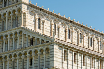 Fototapeta na wymiar closeup detail of the baptistery in Piazza dei Miracoli, Pisa, Italy