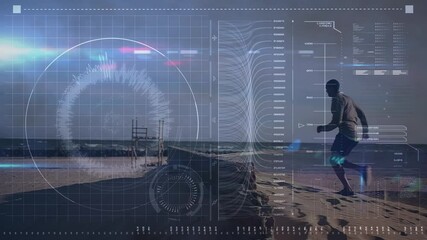Animation of data processing over fit man running