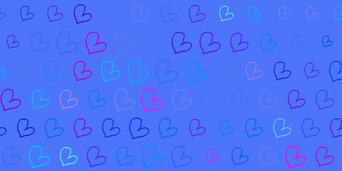 Light Pink, Blue vector texture with lovely hearts.