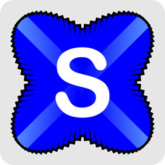 clipart or icon symbol letter s and blue abstract flower icon with vector graphic resources, simple, beautiful and cool