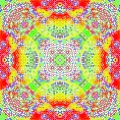 Creative mosaic pattern colored squares. Colored art festival abstract pixel symmetrical background. RGB pattern.  Colorful beautiful tiles. Modern art color pattern ornament decorative illustration.