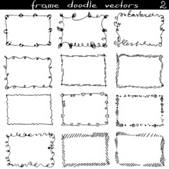 A set of decorative silhouette doodle frames.A collection of black and white rectangular frames. Ornaments, strokes, curls and lines. Making gifts, packaging. Creating a mask in digital design.