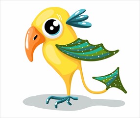 A monster bird with wings and a dragon s tail. The character is fictional. Vector.