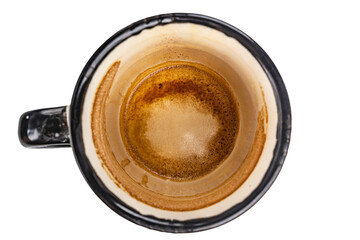 cup dirty after coffee top view close up