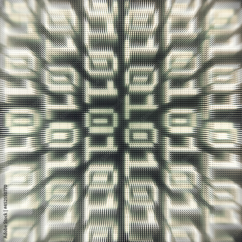 Fototapete trendy stripes of numbers on led light board. digital illustration background. 3d rendering geometri