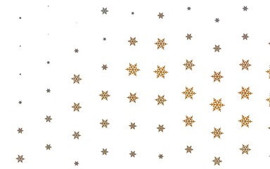 Light Orange vector pattern with christmas snowflakes, stars.