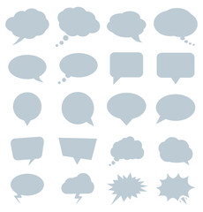 collection of comic or cartoon speech bubbles isolated on white background, vector illustration icon set