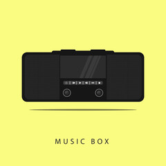 portable music, black on a yellow background, Art & Illustration