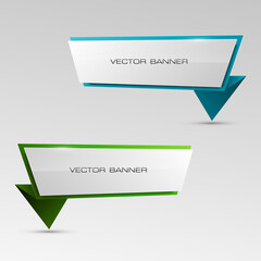 Two straight arrow ribbon banner. 2 direction right banner shape background. Trend arrow stripe form, flat icon backdrop