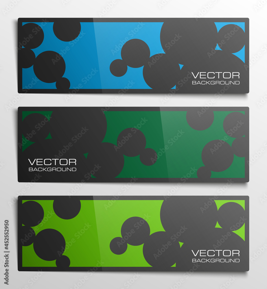 Poster vector graphic design banner backgrounds in three different colors. paper origami style.