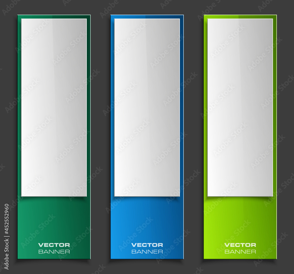 Poster vector graphic design banner backgrounds in three different colors. paper origami style.