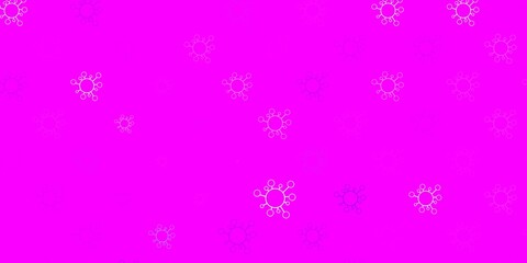 Light pink, blue vector backdrop with virus symbols.