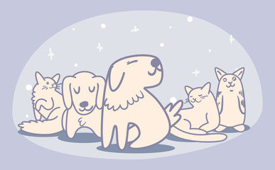 banner with cute pets