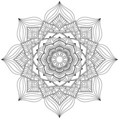 Leaf Flower Petal Coloring Mandala Art Simple Graphic Shape Vector Floral Oriental Outline Vintage Decorative Elements Pattern Illustration Islam Arabic Indian Turkish Mystic Religion Morals Lotus