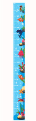 Stadiometer. Height measure. Wall meter or height
Height meter. Sea animals, jellyfish, fish, crab, dolphin, seahorse, underwater world. 