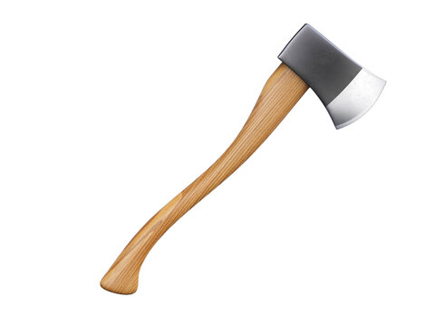 Axe with wooden handle isolated on white background 3d rendering