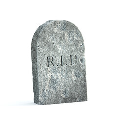 Gravestone on white background, tombstone with RIP inscription on it, 3d rendering - obrazy, fototapety, plakaty