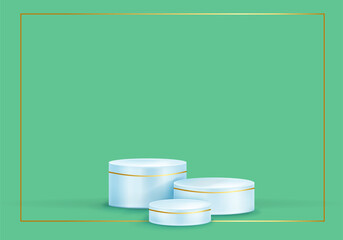 produc layout podium stage green background. Vector illustration