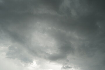 Dark layers cloudy rain coming. Dark storm clouds background. Dark sky full of clouds before the rain. Landscape of dark cloudy sky before rain storm come.
