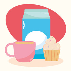 Milk with cupcake
