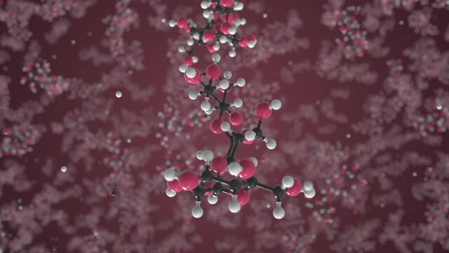 Dextrin molecule, conceptual molecular model. Chemical looping 3d animation