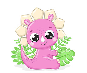 Cute baby dinosaur illustration. Vector illustration for baby shower, greeting card, party invitation, fashion clothes t-shirt print.