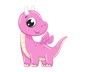 Cute baby dinosaur illustration. Vector illustration for baby shower, greeting card, party invitation, fashion clothes t-shirt print.
