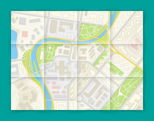 Obraz premium City map navigation banner, point marker background, simple flat drawing city plan GPS navigation, itinerary destination arrow paper city map banner. Route delivery check point infographic banner