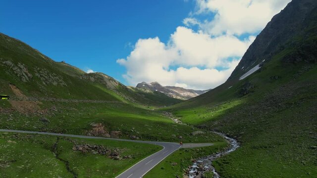 Amazing nature at Timmelsjoch high alpine road in Austria