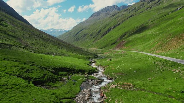 Amazing scenery at Timmelsjoch high alpine road called Passo Rombo in Austria