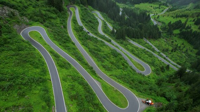 Bending streets at Silvretta High Alpine Road in Montafon Austria