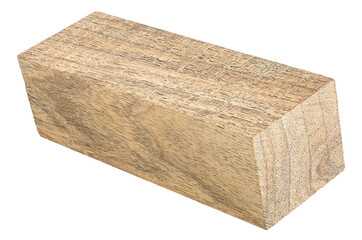 Wooden beam isolated on a white background. Walnut board. Walnut wood.