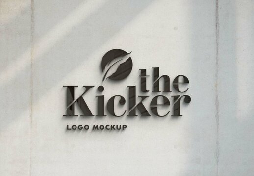 Black Glossy Glass Logo Sign Mockup