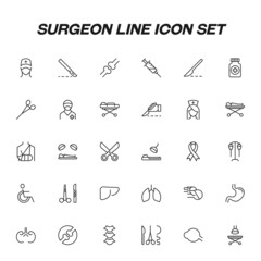 Surgeon line icon set