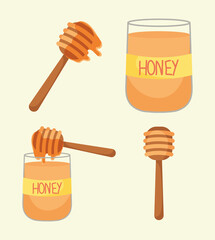 honey bottles and drippers