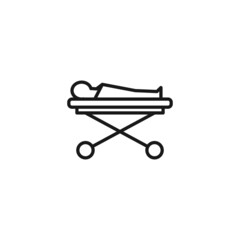 Line icon of medical trolley for trasportation of patients