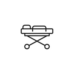 Line icon of medical trolley for trasportation of patients