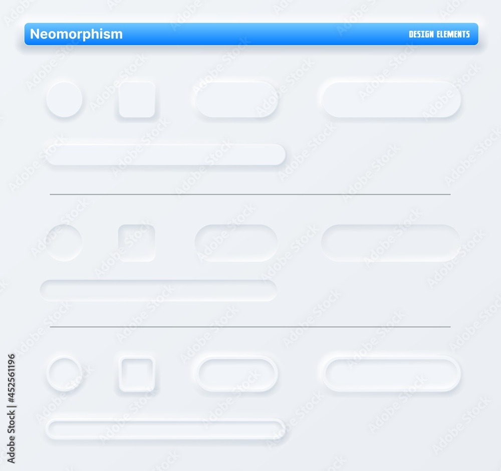 Leinwandbilder Neomorphic app buttons, navigation web interface. Vector mockup for application buttons or slider bars for music or video player control panel, mobile UI design elements. Digital audio recorder screen